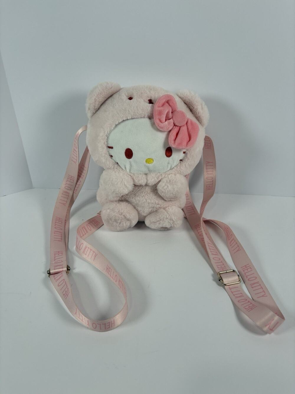 Sanrio Hello Kitty Pink Bear Costume Plush Mini Backpack Purse Adjustable Straps